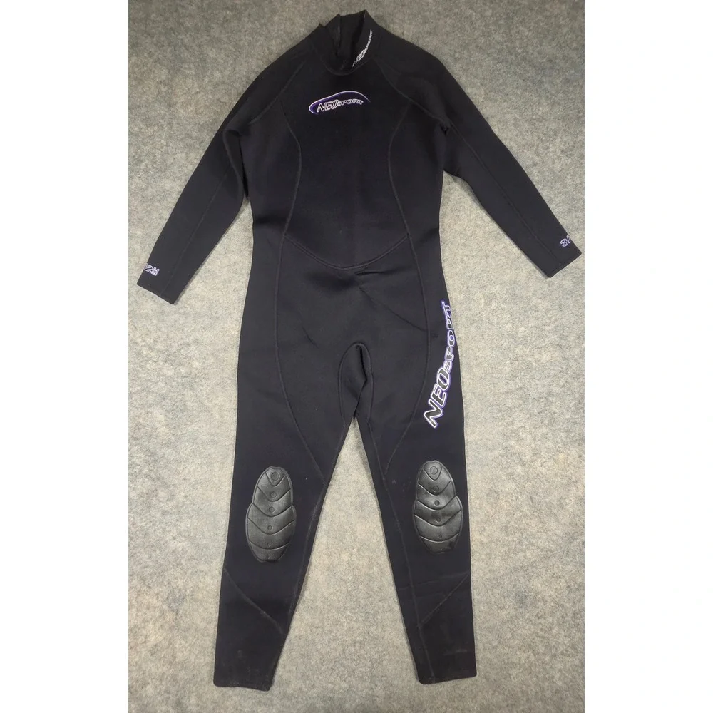 NeoSport 3/2mm Full Body Wetsuit Black Purple Size 12 Surfing Diving Snorkeling